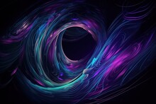 Abstract Blue And Purple Dynamic Background. Futuristic Vivd Neon Swirl Lines. Light Effect. , Generative AI