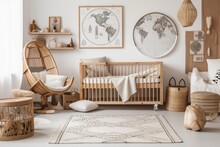 Contemporary Kid Room With Beautiful Furniture And Accessories. Generative AI