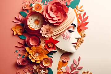 paper art style , women's day specials offer sale wording isolate , happy women's day 8 march with w