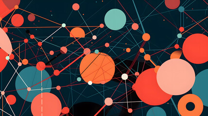 Fototapete - Digital abstract background of cyber matrix world created with Generative AI technology