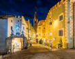 The beautiful town of Bolzano in the evening during Christmas time. 