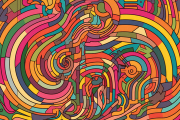 Poster - Gorgeous crazy rainbow maze pop art