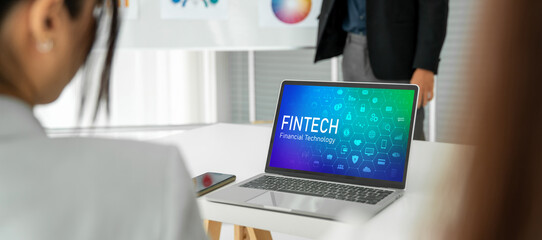 Poster - fintech financial technology software for modish business to analyze marketing strategy