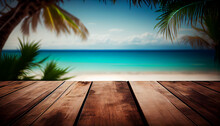 Beautiful Tropical Beach And Sea With Coconut Palm Tree Ai Generated Image