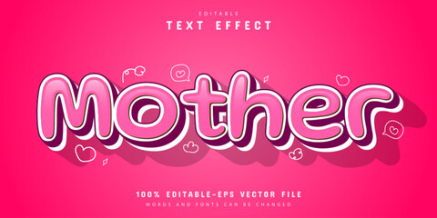 Canvas Print - Mother pink 3d style text effect