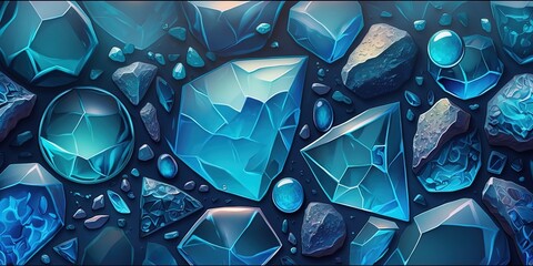 Wall Mural - Colorful precious gems closeup background. Jewelry luxury blue gemstones.