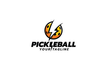 Wall Mural - simple pickleball logo with a combination of a ball and lightning as the icon.