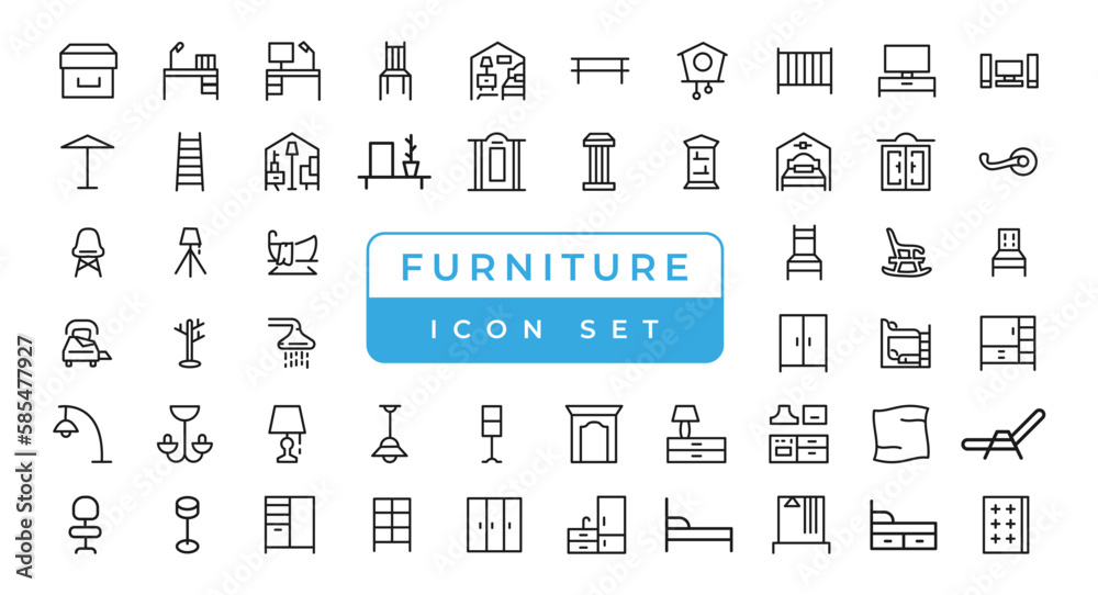 Furniture - minimal thin line web icon set. Outline icons collection ...