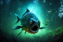 Terrifying Dangerous Piranhas Has Opened Its Mouth Wide And Is Preparing To Attack, Created With Generative Ai