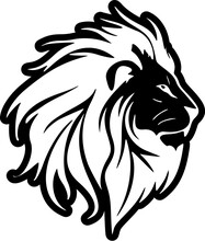 ﻿A Vector Logo Of A Lion In Black And White With A Minimalistic Look.