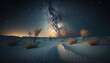 beautiful nebula galaxy view night desert landscape new quality stock image nature illustration desktop wallpaper design, Generative AI
