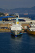 Large modern Passenger pax cargo roro ro-ro ferry cruiseship cruise ship liner with port