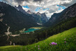 © janoka82 - Alpine scenery with flowery hills and beautiful lake, Dolomites, Italy