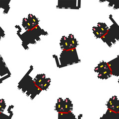 Poster - Geek style Pixel Cats or Kittens retro seamless pattern for print design