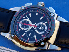 sport chronograph watch close up pic