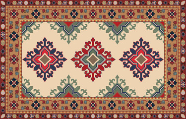 colorful ornamental vector design for rug, tapis, yoga mat. geometric ethnic clipart. arabian orname