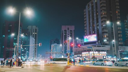 Wall Mural - Night view of the skyscraper timelapse