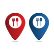 Food pin icon. restaurant location icon.