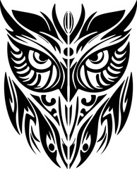 Wall Mural - ﻿Owl tattoo featuring black, white & Polynesian designs.