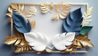 decent photo frame with luxury blue and white leaves