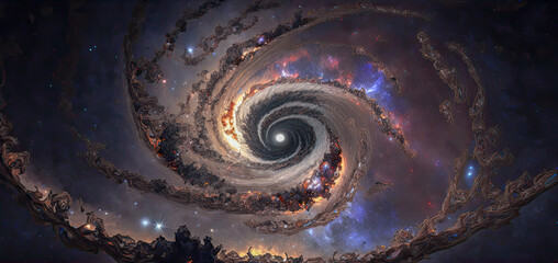 galaxy’s in deep space with nebula and white hole explosion