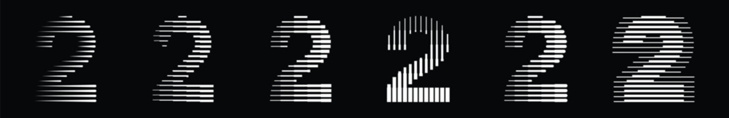 Aufkleber - Number 2 Collection with Abstract Lines Pattern