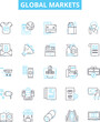 © Nina - Global markets vector line icons set. Markets, Global, Trade, Exchange, Stock, Currency, Commodity illustration outline concept symbols and signs