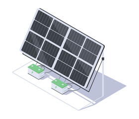 charger station with solar panel in isometric 3d view. eco power concept for safe environment in cit