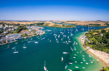 Wall Mural - Aerial view of SALCOMBE and Kingsbridge Estuary from a drone, South Hams, Devon, England