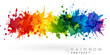 Rainbow creative horizontal banner from paint splashes.