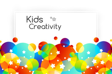 Canvas Print - Creative kids cards with colorful bubble decoration and starry texture.