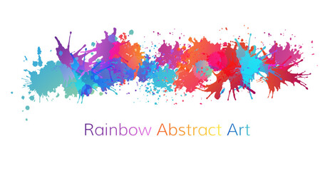 Wall Mural - rainbow abstract creative banner from paint splashes.