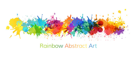 Wall Mural - rainbow abstract creative banner from paint splashes.