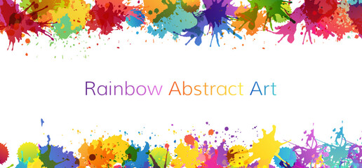 Wall Mural - rainbow abstract creative banner from paint splashes.