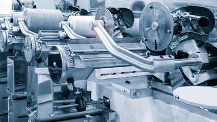 Aufkleber - straight strands texture background, sewing equipment, loom equipment at a garment factory