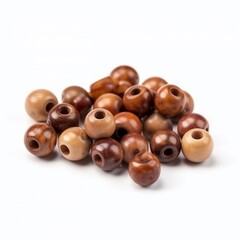 Wooden beads isolated on white background