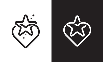 Sticker - heart star logo design. icon vector illustration linear style