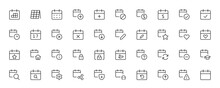 Calendar Date Icon. Today, Tomorrow, Previous. Mark The Date, Holiday, Important Day. Planner Diary. Add, Share, And Correct Calendar. Pixel Perfect Vector Thin Line Icons. Simple Minimal Pictogram