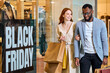 © Roman - red-haired pretty elegant girl and her handsome bearded american guy enjoy shopping at mall, close up photo, family, love , relationship