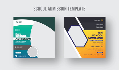 Back to school or admission social media post web banner template