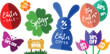 Big Easter SALE stickers offers collection with Spring seasonal elements, bunny, eggs price tag special 50% 30% off