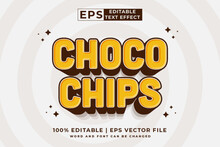 Editable Text Effect Choco Chips 3d Cartoon Cute Template Style Premium Vector