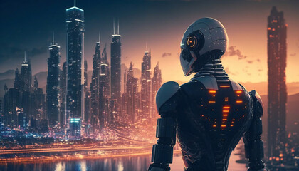 Poster - Cybernetic organisms and AI-driven machines are the wave of the future, as the boundaries between man and machine blur in a world driven by digital innovation and futuristic concepts. Generative AI