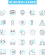 © Nina - business Leader vector line icons set. Businessowner, CEO, Executive, Manager, Chairman, Leader, Entrepreneur illustration outline concept symbols and signs