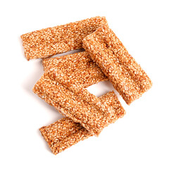 Tasty sesame kozinaki isolated on white background