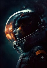 Wall Mural - portrait of an astronaut in a spacesuit. high-tech astronaut from the future. generative ai art.