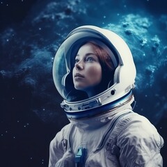Wall Mural - an astronaut exploring an alien planet. a high-tech astronaut from the future. generative ai art.