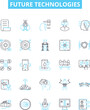 © Nina - Future technologies vector line icons set. AI, Robotics, BigData, Blockchain, Cybersecurity, Quantum, Augmented illustration outline concept symbols and signs