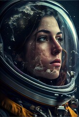Wall Mural - portrait of an astronaut in a spacesuit. high-tech astronaut from the future. generative ai art.