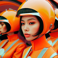 Wall Mural - portrait of an astronaut in a spacesuit. high-tech astronaut from the future. generative ai art.
